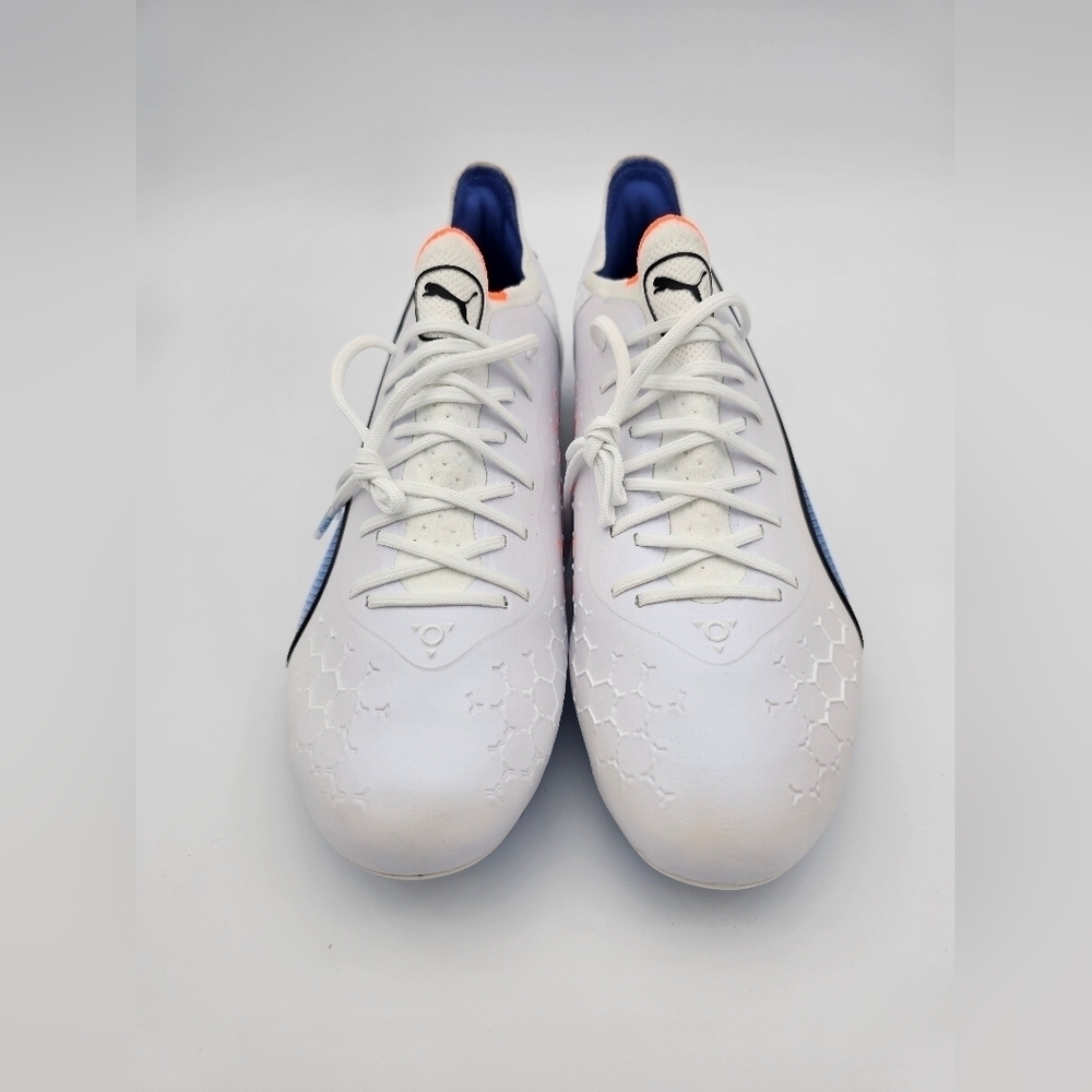 Puma King Ultimate FG AG 'White Blue Glimmer' Soccer Cleats - Picture 3 of 6